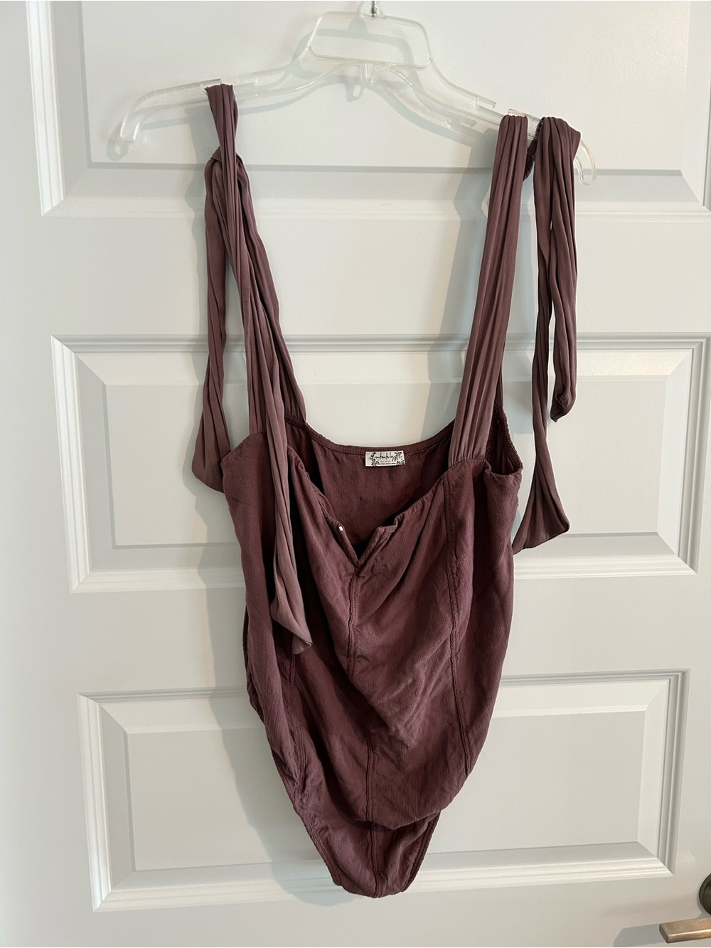 Free People Intimately Lola Shoulder Tie Bodysuit Mauve Size M